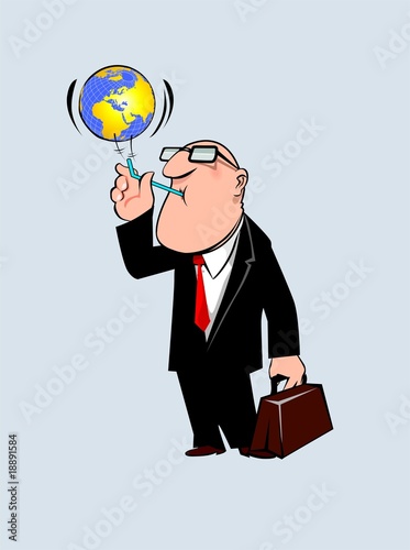 Illustration: Illustration of a manager blowing the earth Illustration of a manager blowing the earth