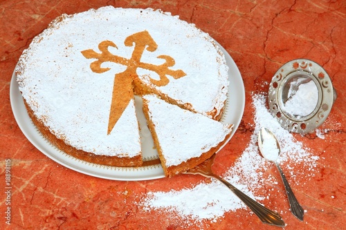 Foto: Tarta, Mandeltorte aus Santiago de Compostela, Dessert Tarta, Mandeltorte aus Santiago de Compostela, Dessert