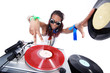 cool afro american DJ in action isolated on white cool afro american DJ in action isolated on white