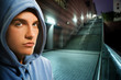 Young handsome men in a hood outdoors .... Young handsome men in a hood outdoors ....