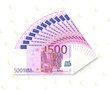 Abanico de billetes de 500 euros con simbolo de euro como fondo Abanico de billetes de 500 euros con simbolo de euro como fondo