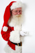 santa pointing at banner