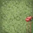 Photos : Valentines day card with hearts on the abstract green background