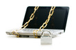 Concept of computer security with laptop and chain Concept of computer security with laptop and chain