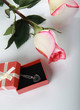 Rose and gift with jewelry decoration