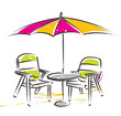 umbrella and chair