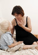 pregnant woman and little boy