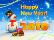 Postcard: Fancy snowman greets everyone with New Year