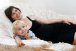 pregnant woman and little boy