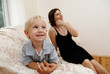pregnant woman and little boy