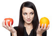 Produce - apples and oranges woman