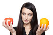 Produce - apples and oranges woman