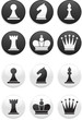 black and white Chess set on round buttons