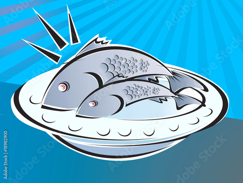 Illustration: Illustration of fish in a plate Illustration of fish in a plate