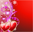 winter floral background with two heart
