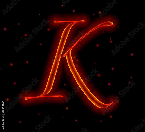 letter e fire. Fire font. Letter K from