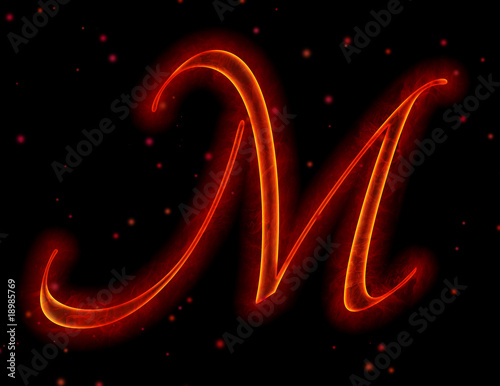 letter m fire. Fire font. Letter M from
