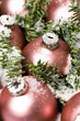 Weihnachtskugeln mit Tannengrün