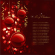 christmas background with red baubles and defocused lights