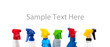 a row of assorted cleaning trigger bottles with copy space