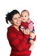 Young pregnant mother holding baby