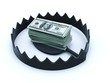 Trap with batch of dollars isolated on white Trap with batch of dollars isolated on white