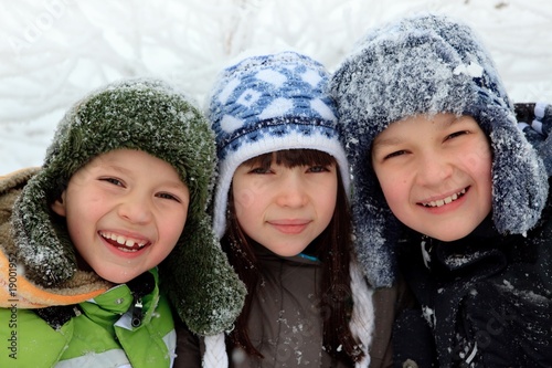 Photo: Happy children in winter Happy children in winter