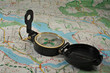 Compass on the detailed map