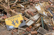 School Sign in Rubble