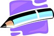 Illustration of pencil on top colourful plane