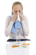 Woman feeling sick.