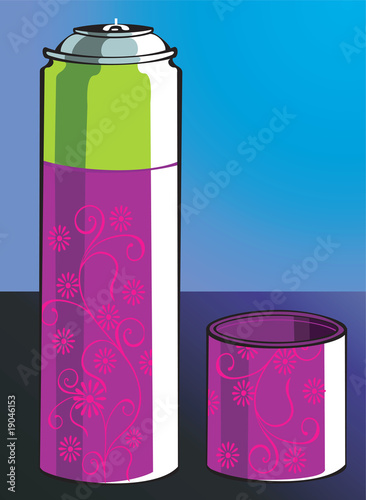 Illustration: Illustration of floral printed perfume can Illustration of floral printed perfume can