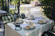 Close up of the table of exterior dining area of restaurant. Close up of the table of exterior dining area of restaurant.