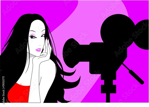 Illustration: Illustration of film Actress and camera Illustration of film Actress and camera