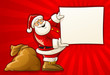 Santa Claus with sack and blank Christmas greeting paper Santa Claus with sack and blank Christmas greeting paper