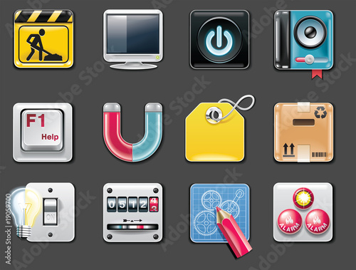 Vector: Vector universal square icons. Part 5 (gray background) Vector universal square icons. Part 5 (gray background)