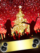 Sylvester Party flyier with fireworks and a Christmas tree