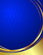 Blue and gold background with scrollworks.