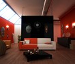 Interieur  canapé rouge et blanc
