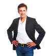 A mature businessman posing, isolated on white background