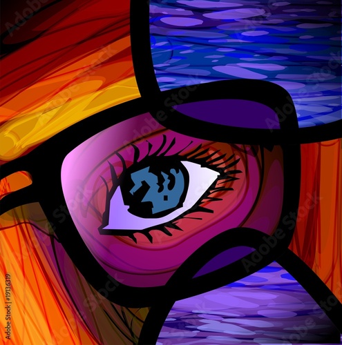 Illustration: Digital painting of eye with spectacle Digital painting of eye with spectacle