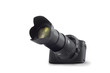 Big photocamera isolated over white Big photocamera isolated over white