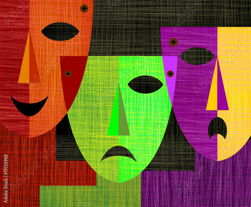 Illustration: Digital painting of three masks Digital painting of three masks