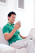 Man reading text message