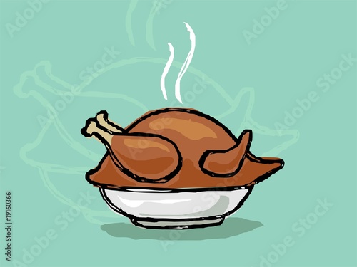 Illustration: Illustration of a baked turkey in a bowl Illustration of a baked turkey in a bowl