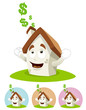 House Cartoon Mascot - making money House Cartoon Mascot - making money
