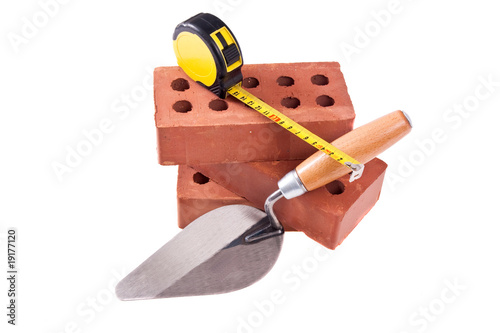 Foto: brick , trowel And meter brick , trowel And meter