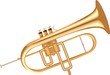 Illustration of a golden metallic bugle Illustration of a golden metallic bugle