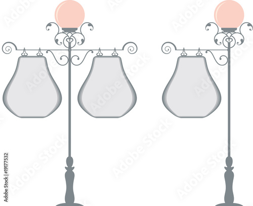 Vector: Wrought Iron Signage with Lamp Wrought Iron Signage with Lamp
