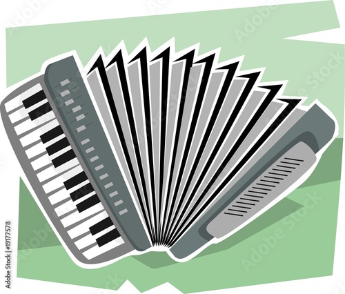 Illustration: Illustration of an harmonium in a green background Illustration of an harmonium in a green background